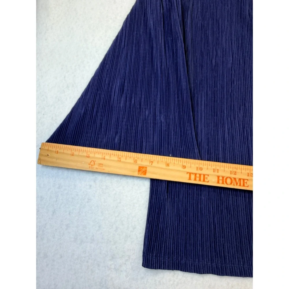 Michael Kors Navy Blue Pleated Bell Sleeve Tunic Blouse XL Keyhole Tie Top